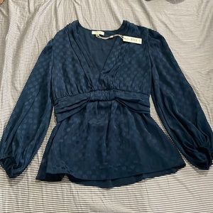 NWT Max Studio Teal Dot Blouse size small